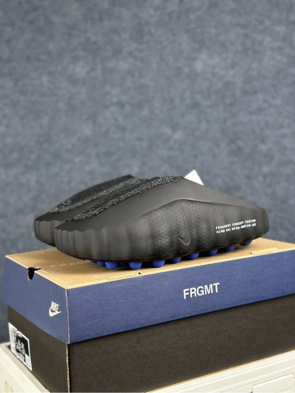 Nike x Fragment Design Mind 001 Black Recovery Slides IQ8502-001 Massage Slipper
